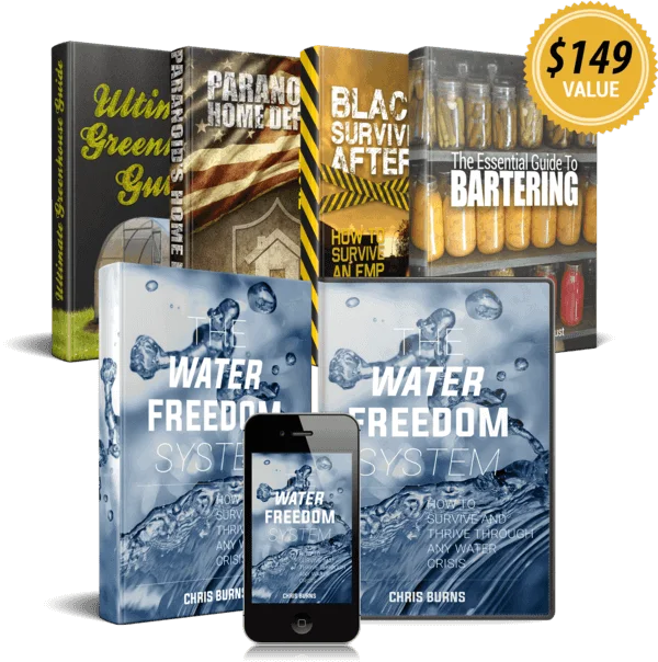 Water Freedom System digital product bundle by Chris Burns with bonus guides greenhouse home defense EMP survival and bartering $149 value