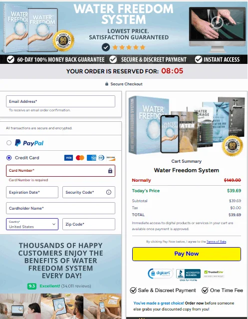 Water Freedom System official secure checkout and order page